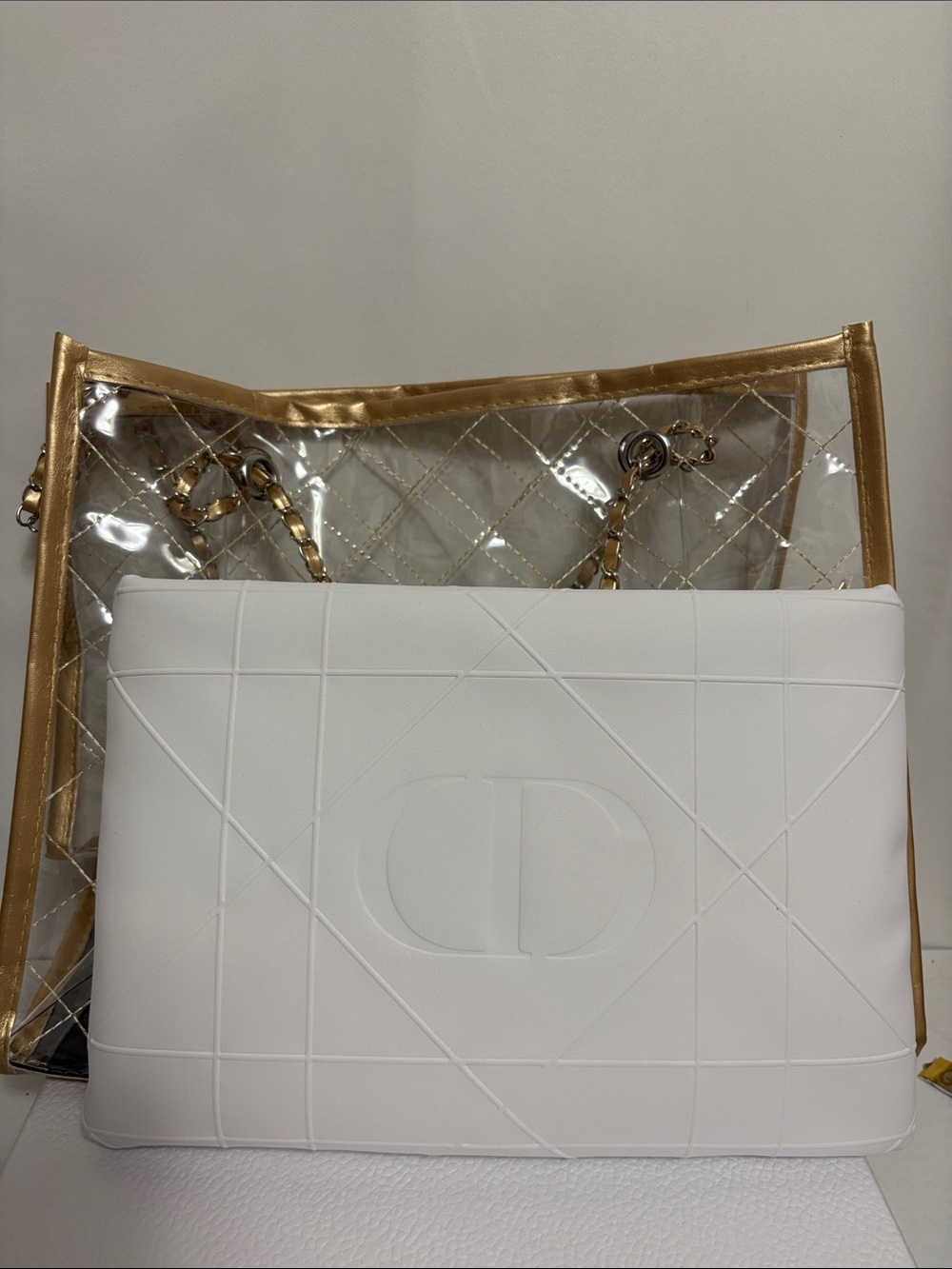 Dior White Leather Quilted clutch in Clear Women's Handbag - Picture 3 of 8